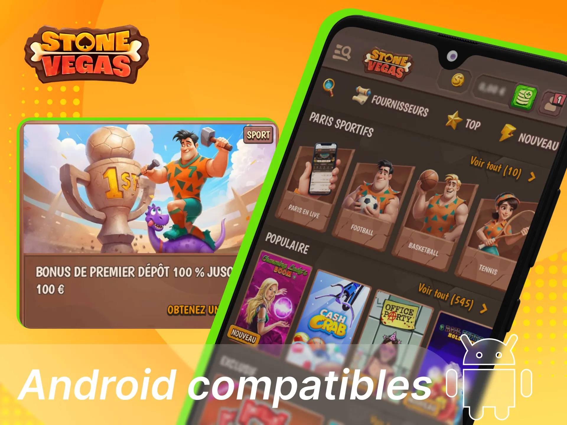 Quels téléphones Android sont compatibles avec l'application de casino en ligne StoneVegas.