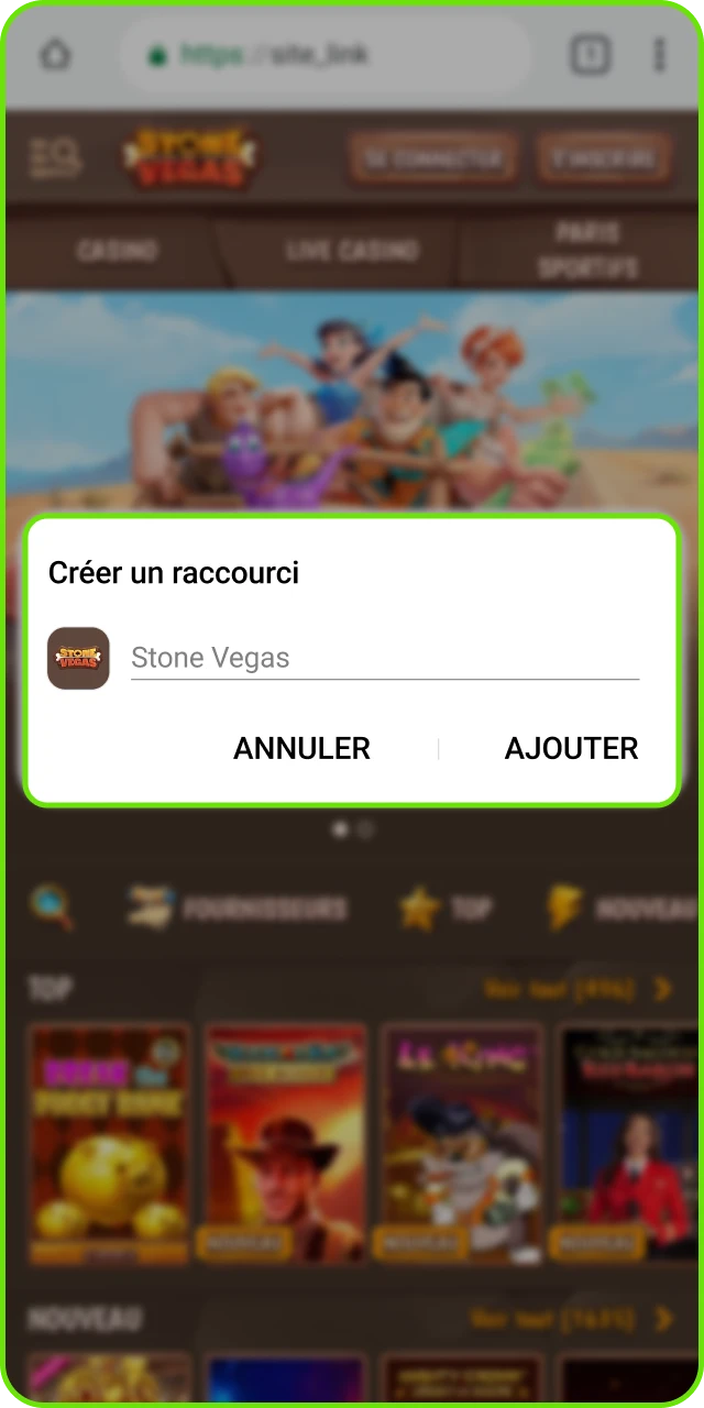 Donnez un nom à l'icône de l'application StoneVegas sur votre téléphone.
