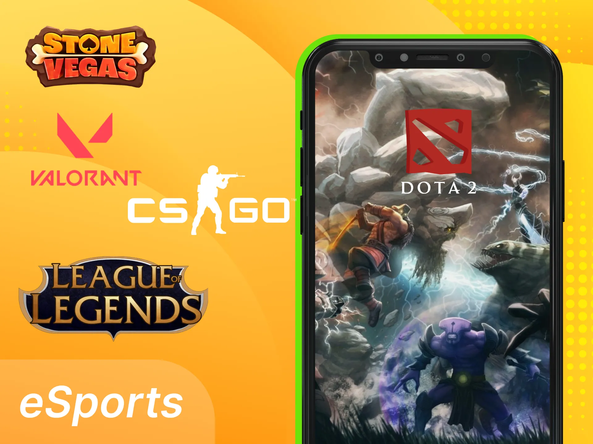 Choisissez les jeux e-sport sur lesquels parier dans l'application de casino en ligne StoneVegas.