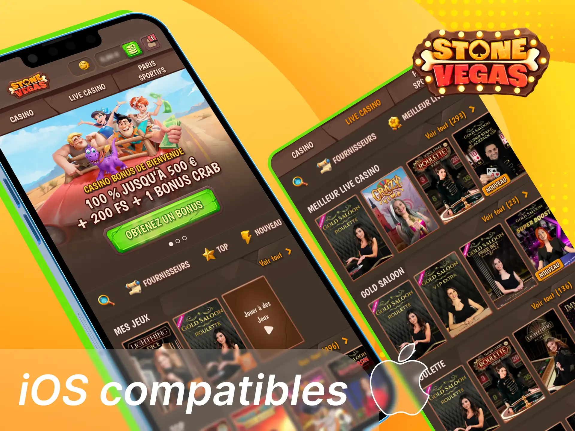 Choisissez un iPhone pour jouer à l'application de casino en ligne StoneVegas.