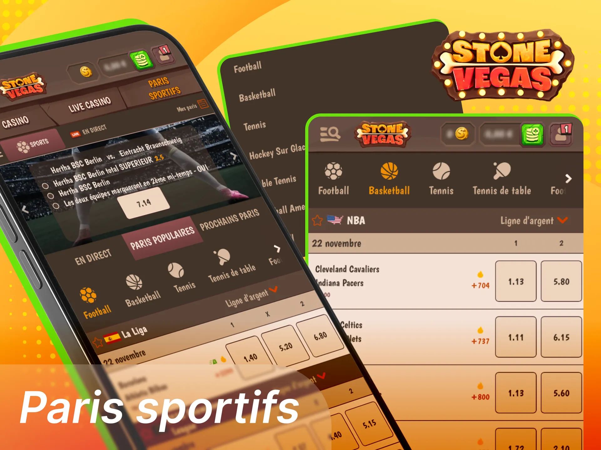 Sur quels sports puis-je parier dans l'application de casino en ligne StoneVegas.
