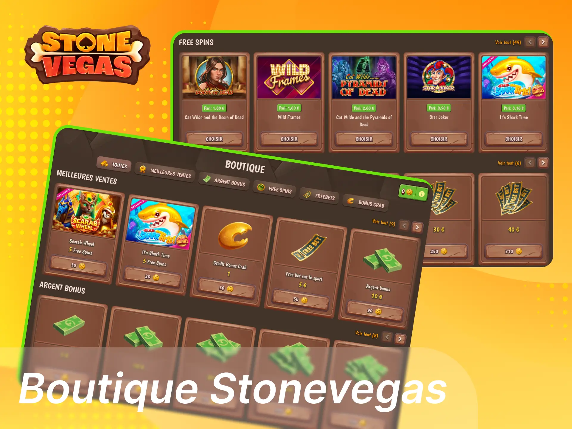 Copiez des jetons et rendez-vous dans la boutique du casino en ligne Stonevegas.
