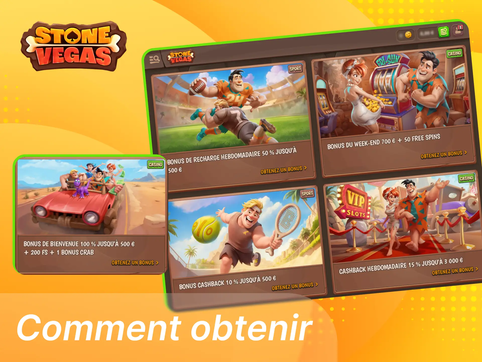 Nous avons préparé des instructions pour vous expliquer comment obtenir des bonus au casino en ligne Stonevegas.