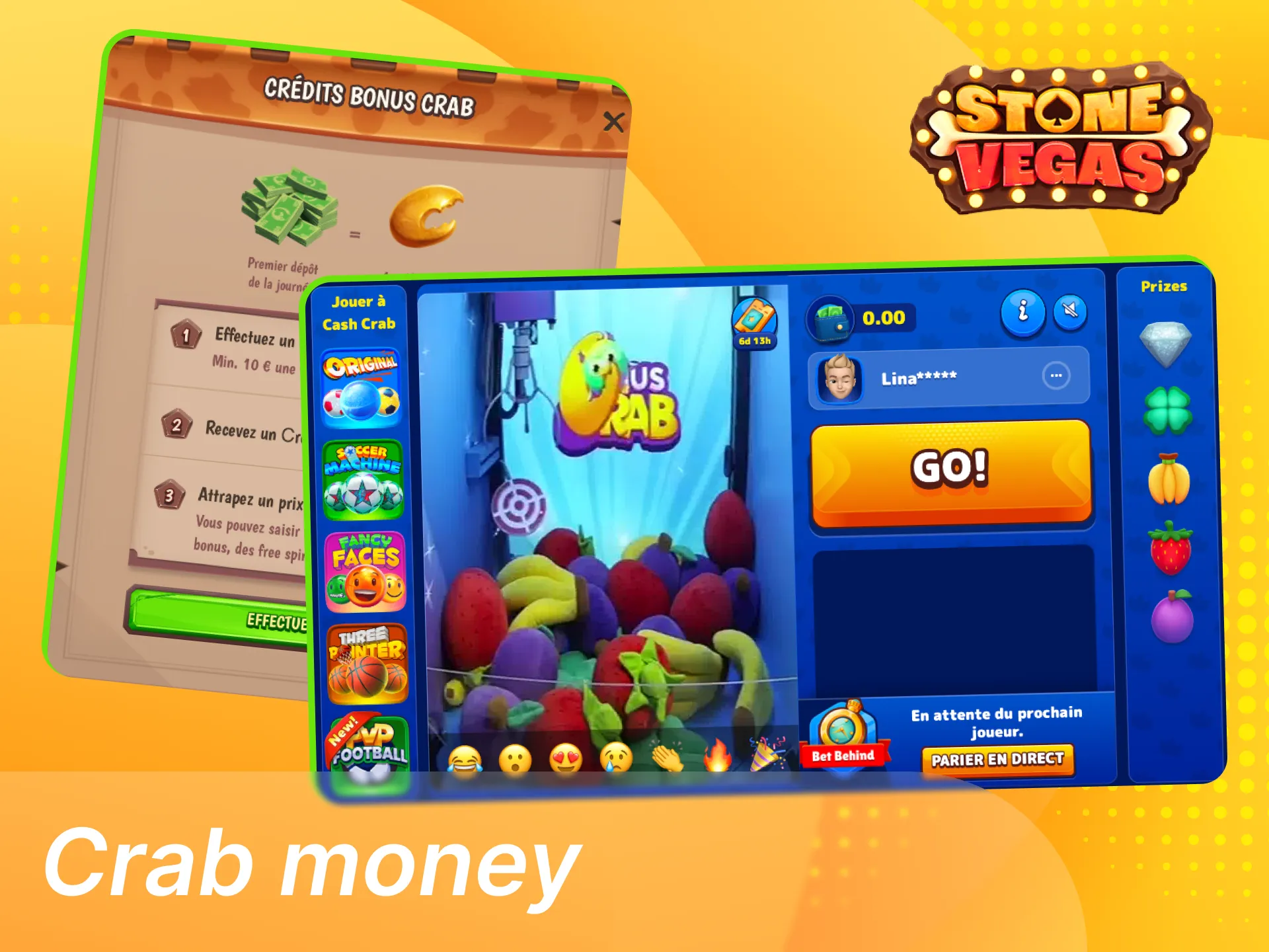 Essayez le jeu bonus Crab sur le casino en ligne Stonevegas.