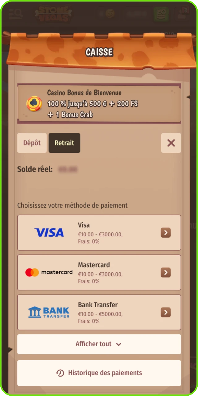 Gagnez et retirez vos gains sur le casino en ligne Stonevegas.