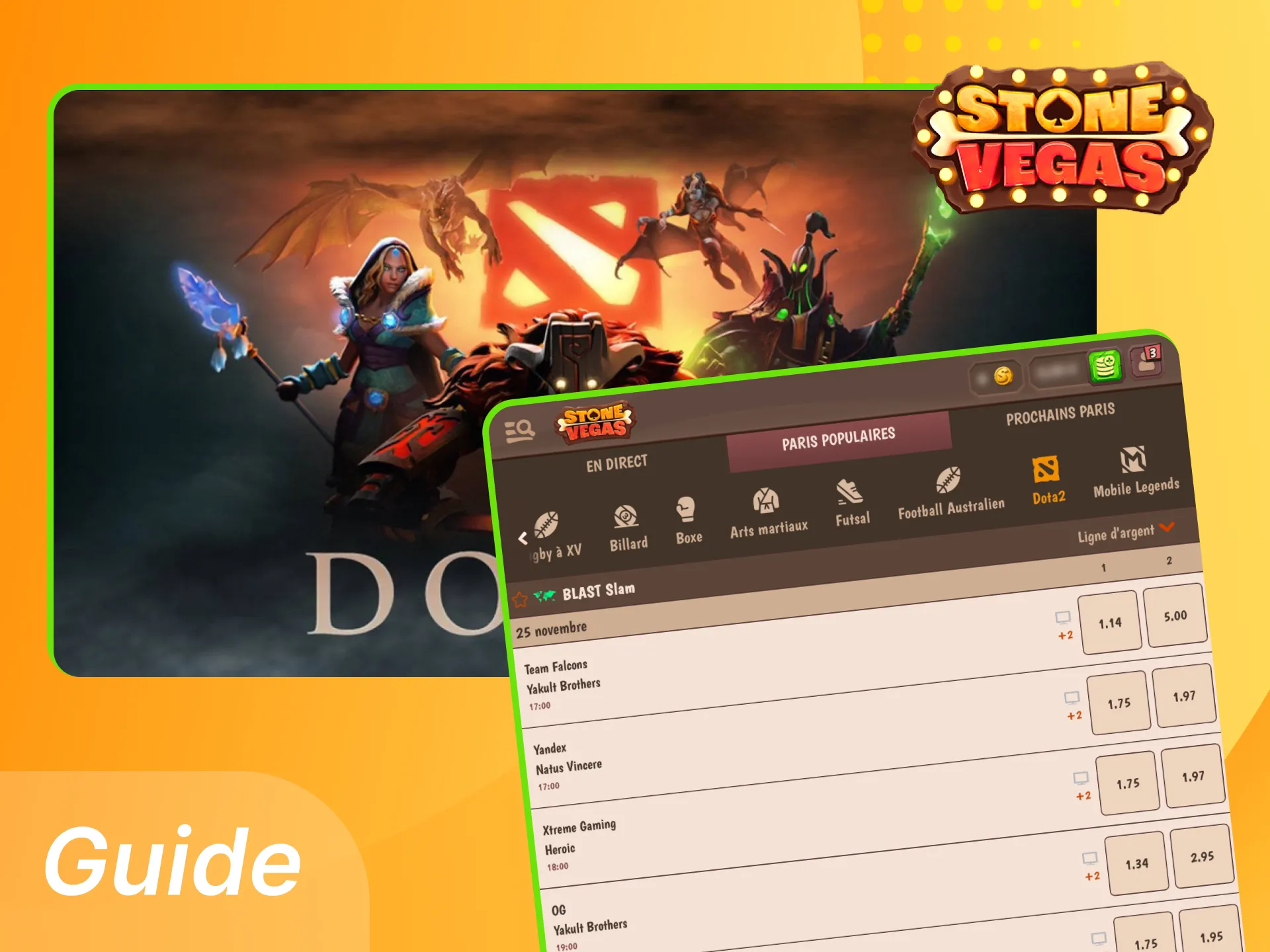 Sur quelles équipes puis-je parier à Dota 2 sur le casino en ligne Stonevegas.