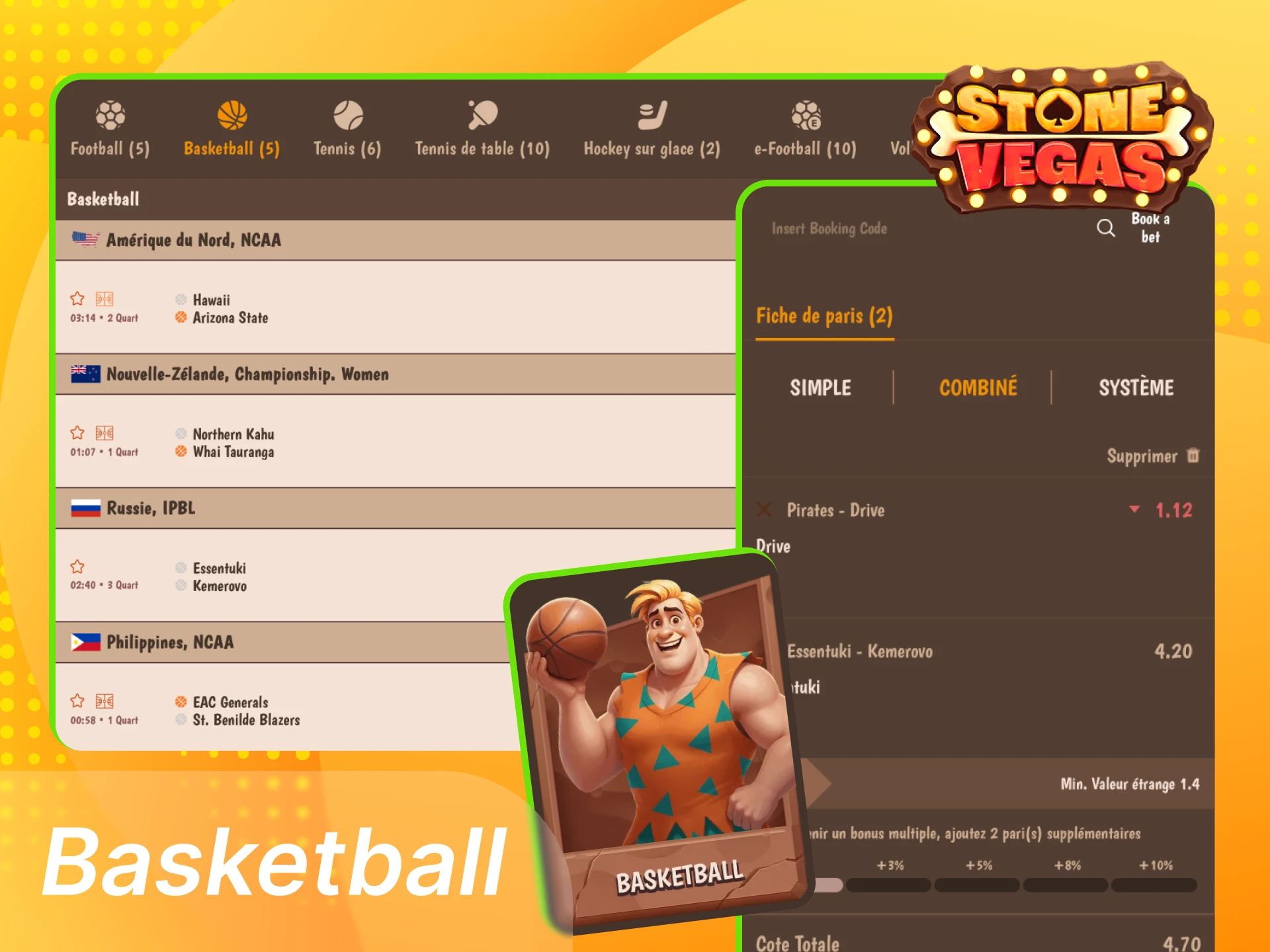 Découvrez les options de paris sur le basketball disponibles au casino en ligne StoneVegas.