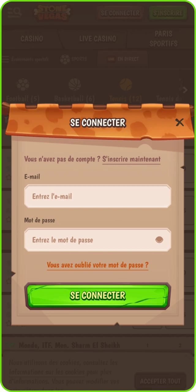 Connectez-vous au casino en ligne StoneVegas pour placer des paris sportifs.