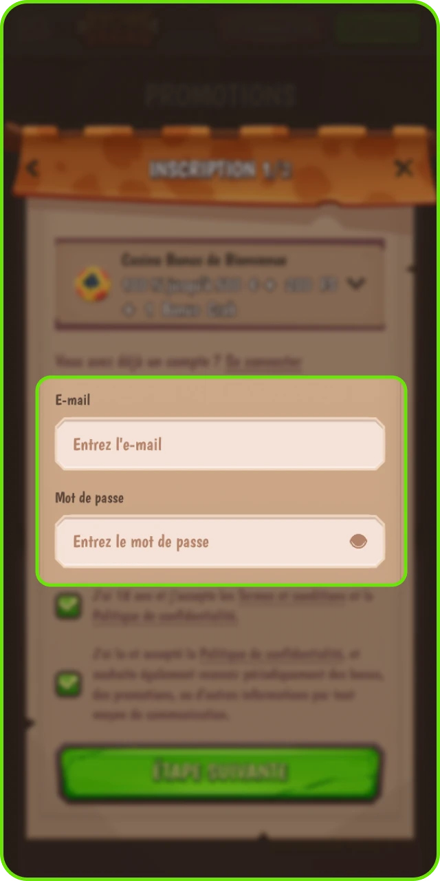 Remplissez le formulaire d'inscription avec vos informations sur le casino en ligne StoneVegas.