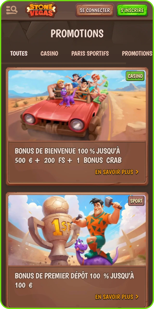 Le casino en ligne StoneVegas offre aux joueurs une large gamme de bonus.