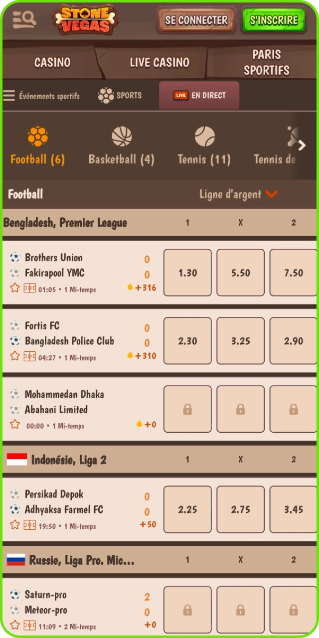 Choisissez les paris sportifs au casino en ligne StoneVegas.