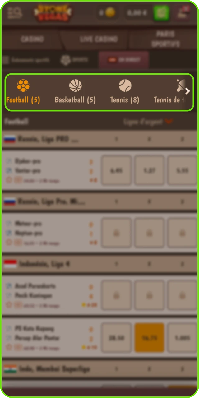 Pariez sur vos matchs préférés au casino en ligne StoneVegas.
