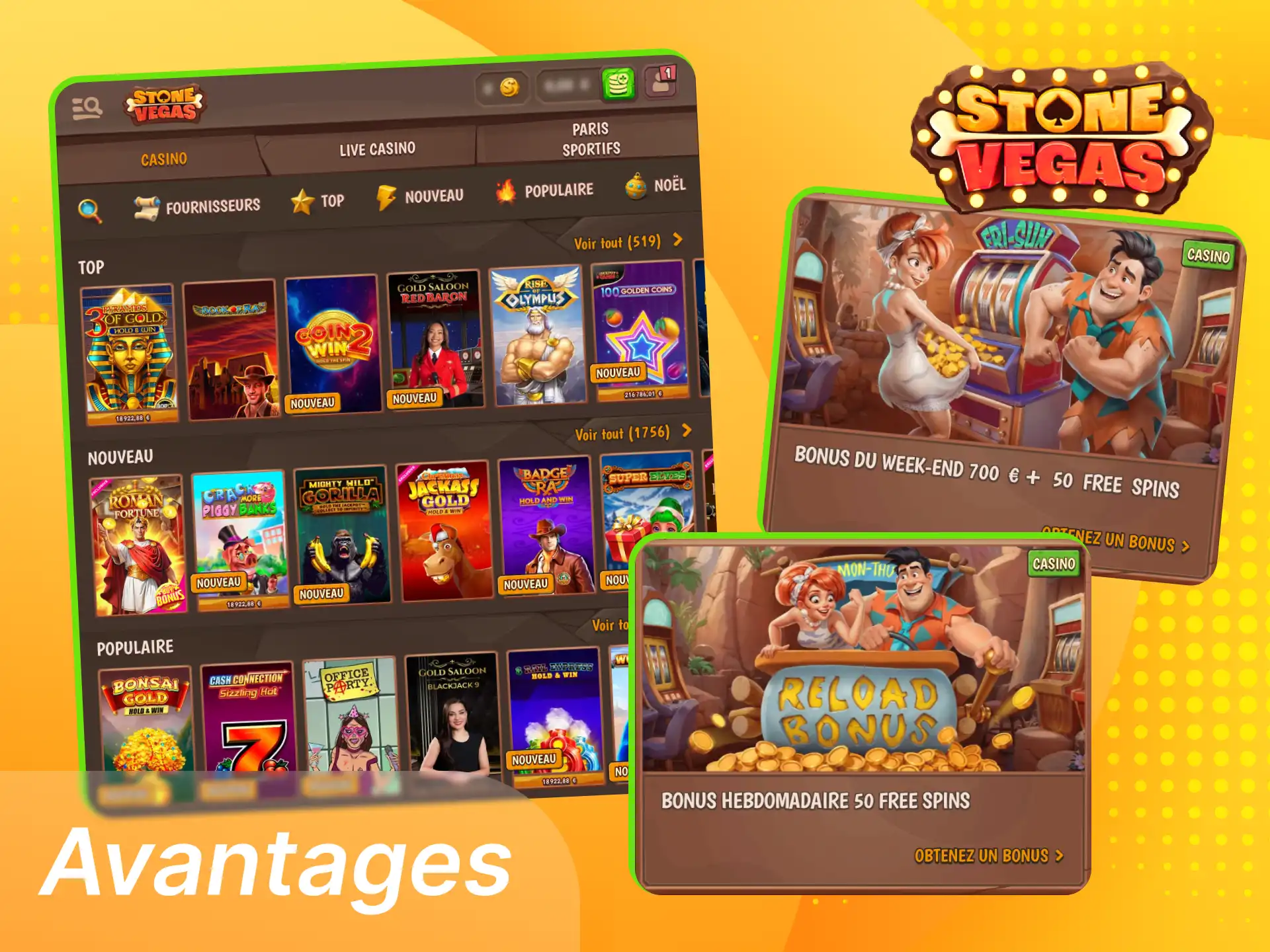 Avantages Stonevegas pour joueurs français avec paiements modernes bonus utiles expérience mobile et support en français.