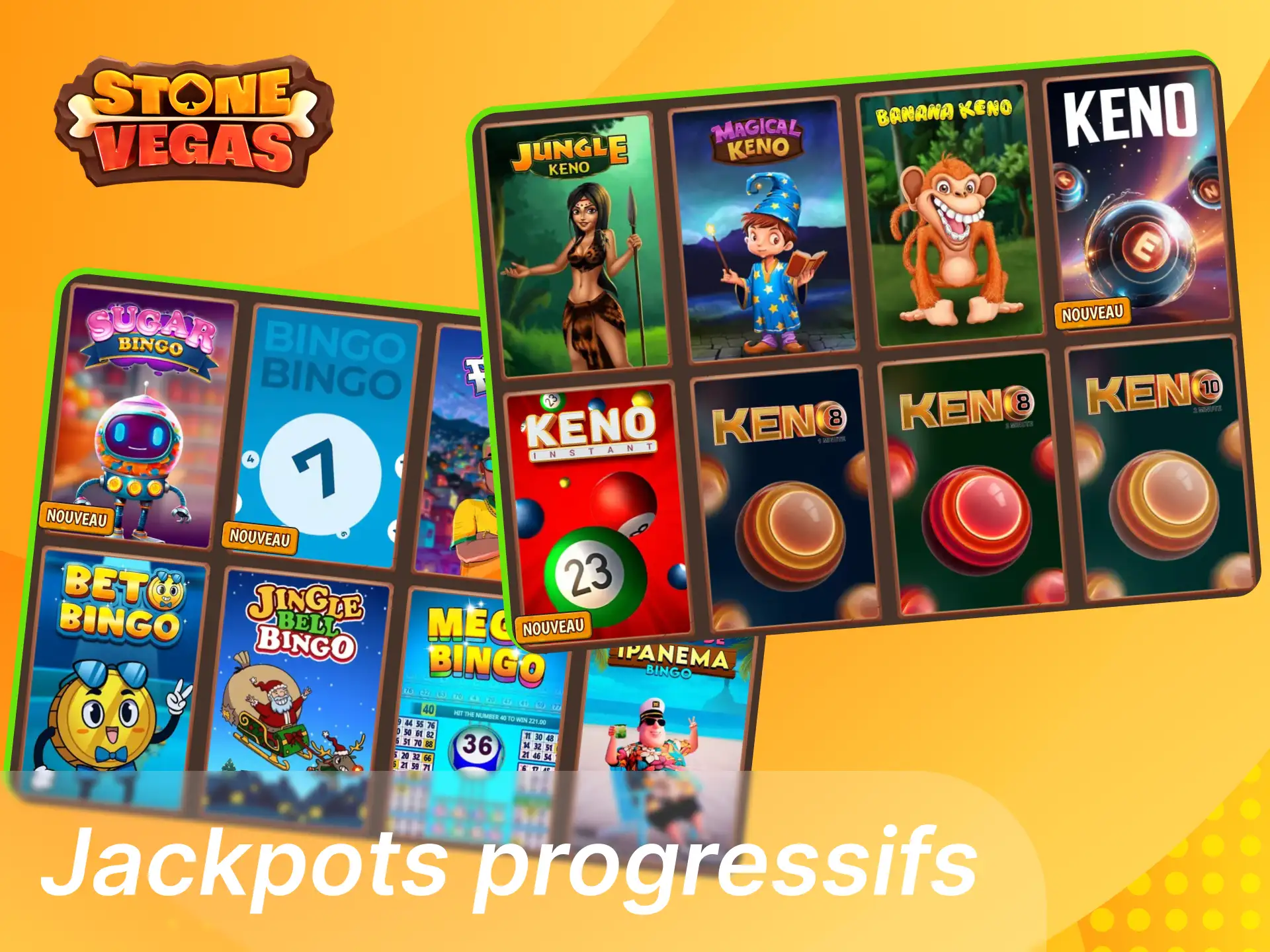 Slots à jackpots progressifs Stonevegas avec cagnottes évolutives et gains potentiels majeurs.