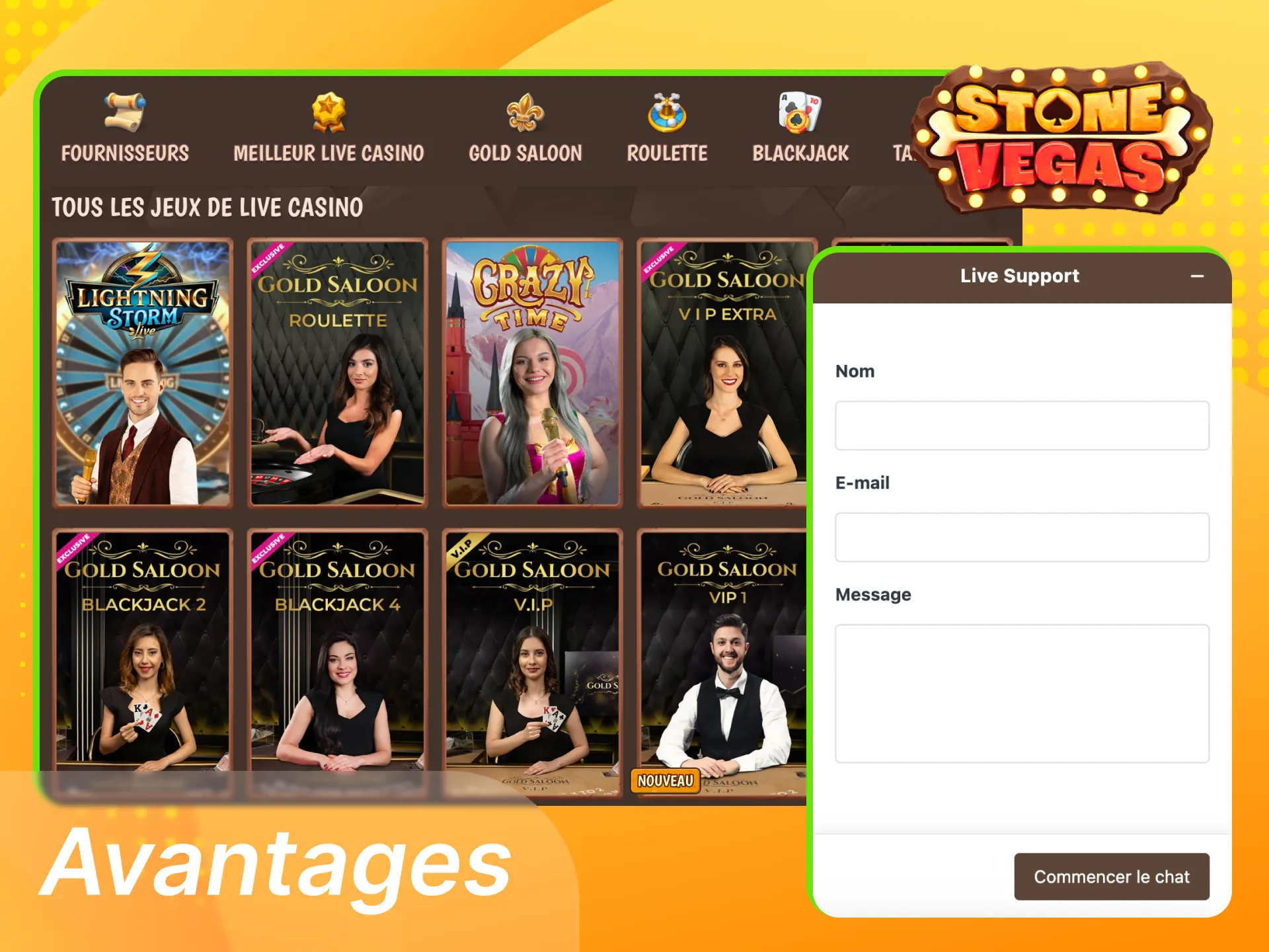 Choisissez le casino en ligne Stonevegas pour les jeux de casino en direct.