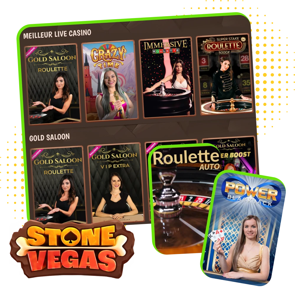 Le casino en ligne Stonevegas propose une section de casino en direct avec des jeux provenant des meilleurs fournisseurs.
