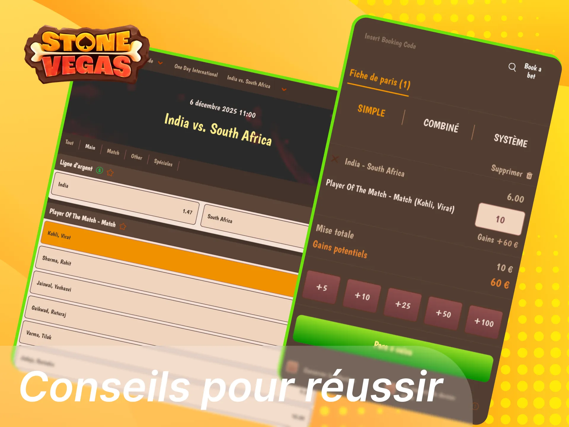 Conseils de paris cricket sur Stonevegas, analyse de forme.