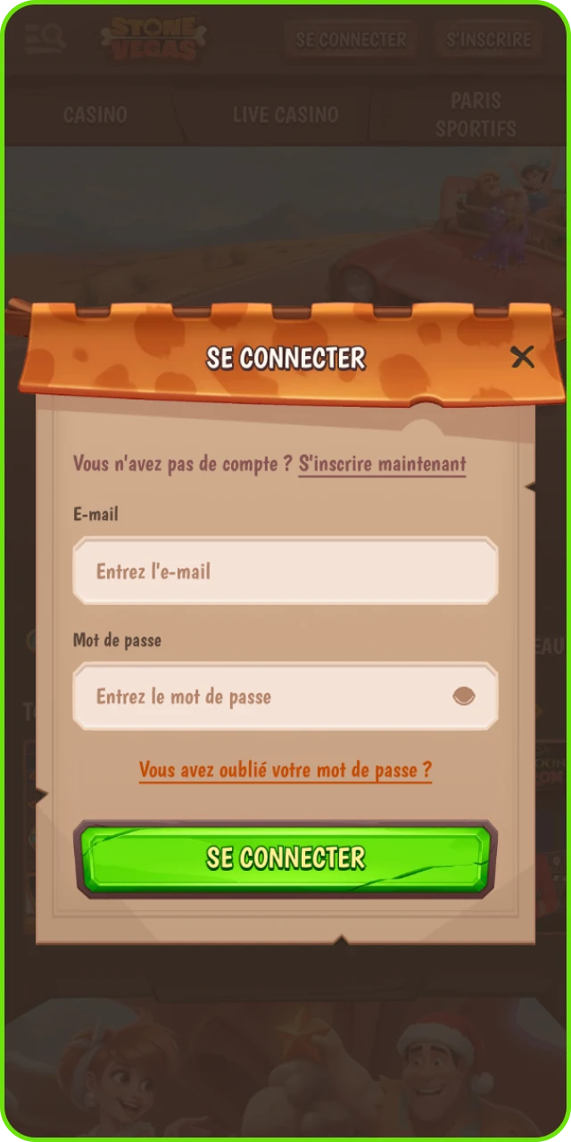 Connexion au compte Stonevegas et accès à la section cricket avec tutoriel.