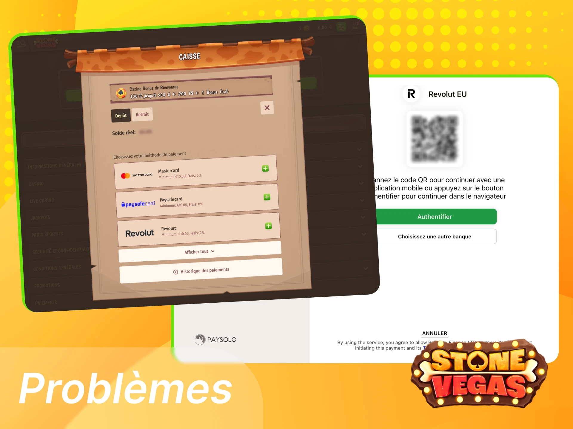 Stonevegas France, guide pratique pour résoudre les problèmes de dépôt, échec 3D Secure, compte non vérifié.