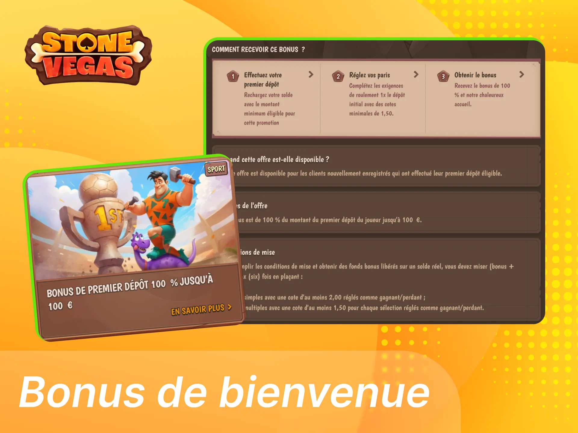 Réclamez votre bonus de bienvenue du casino en ligne Stonevegas.