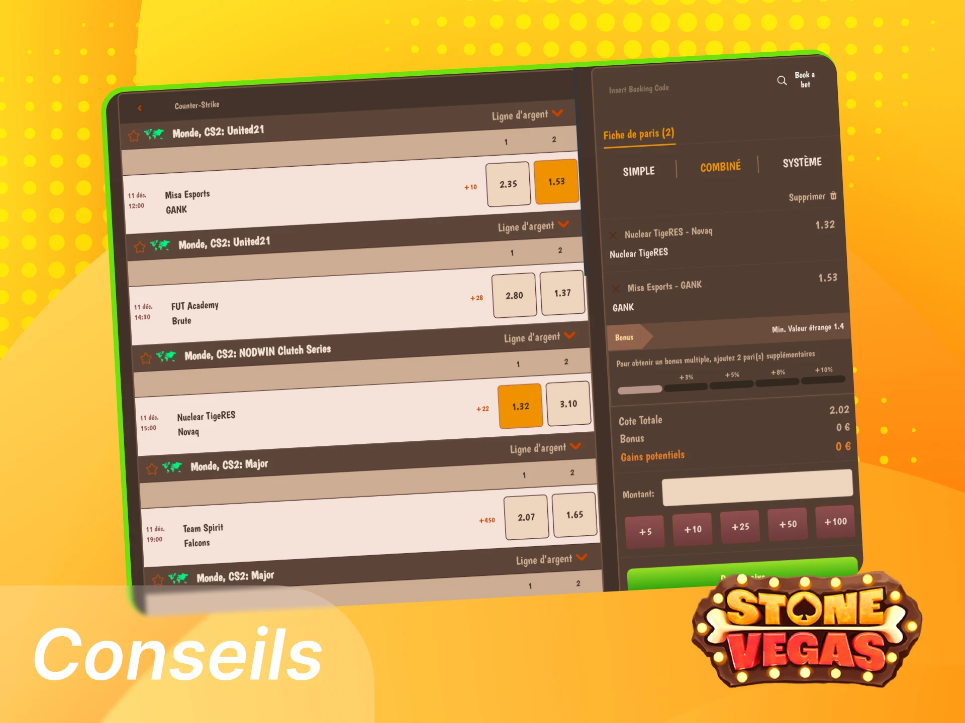 Augmentez vos chances de gagner en pariant sur l'e-sport au casino en ligne Stonevegas.