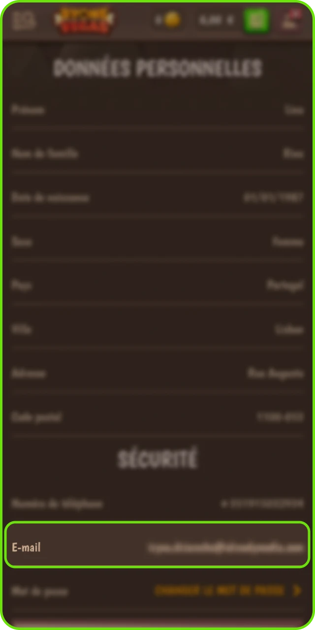 Validation de l email Stonevegas et connexion au profil utilisateur.