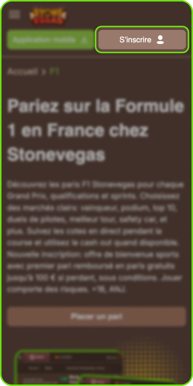 Création de compte et confirmation d’identité pour parier sur la F1 sur Stonevegas.