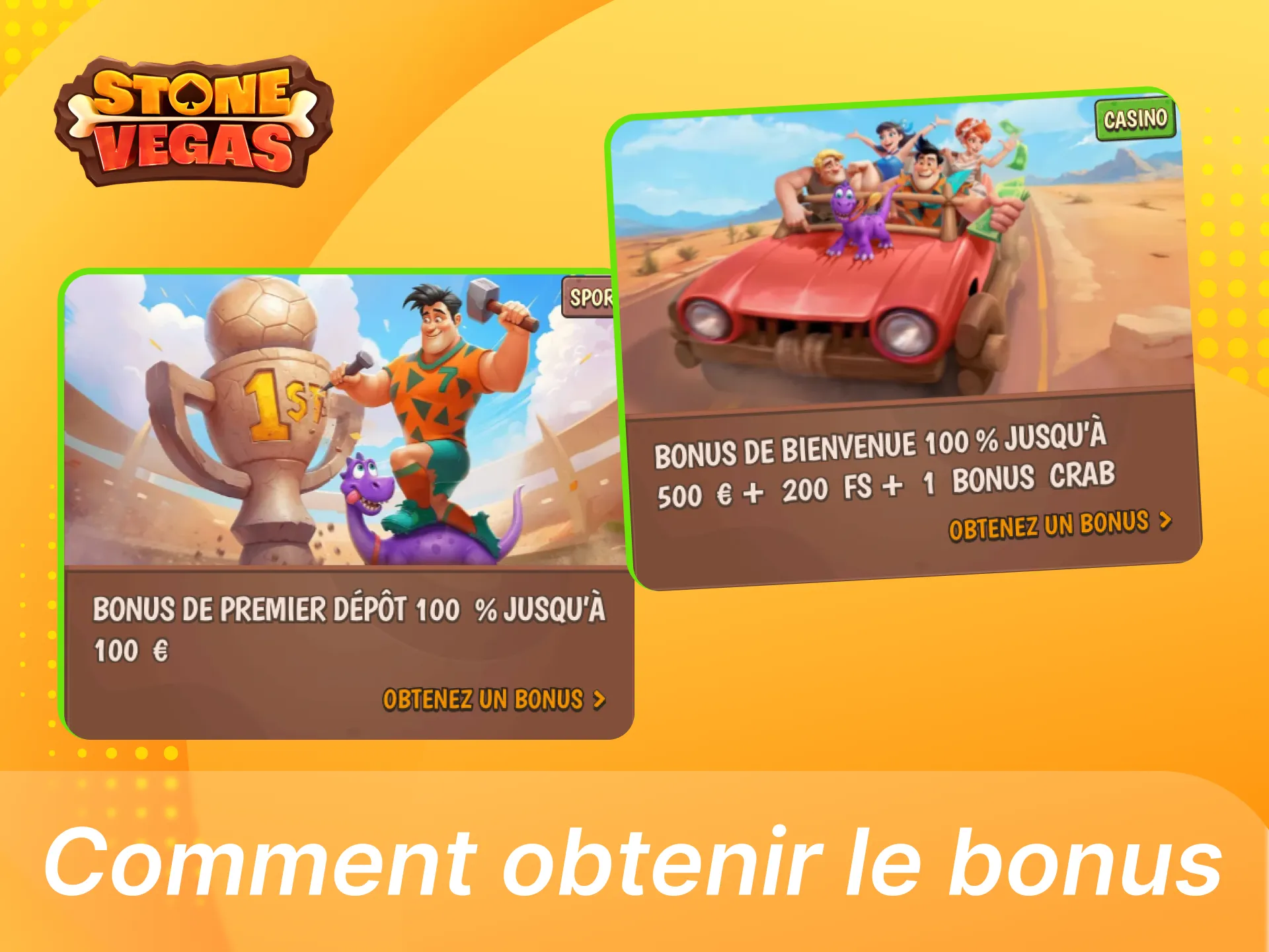 Tous les nouveaux joueurs peuvent recevoir un bonus de bienvenue au casino en ligne Stonevegas.
