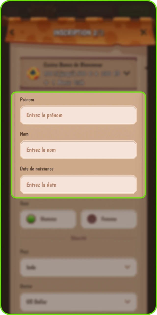 Saisissez vos informations personnelles exactes pour créer un compte Stonevegas fiable.
