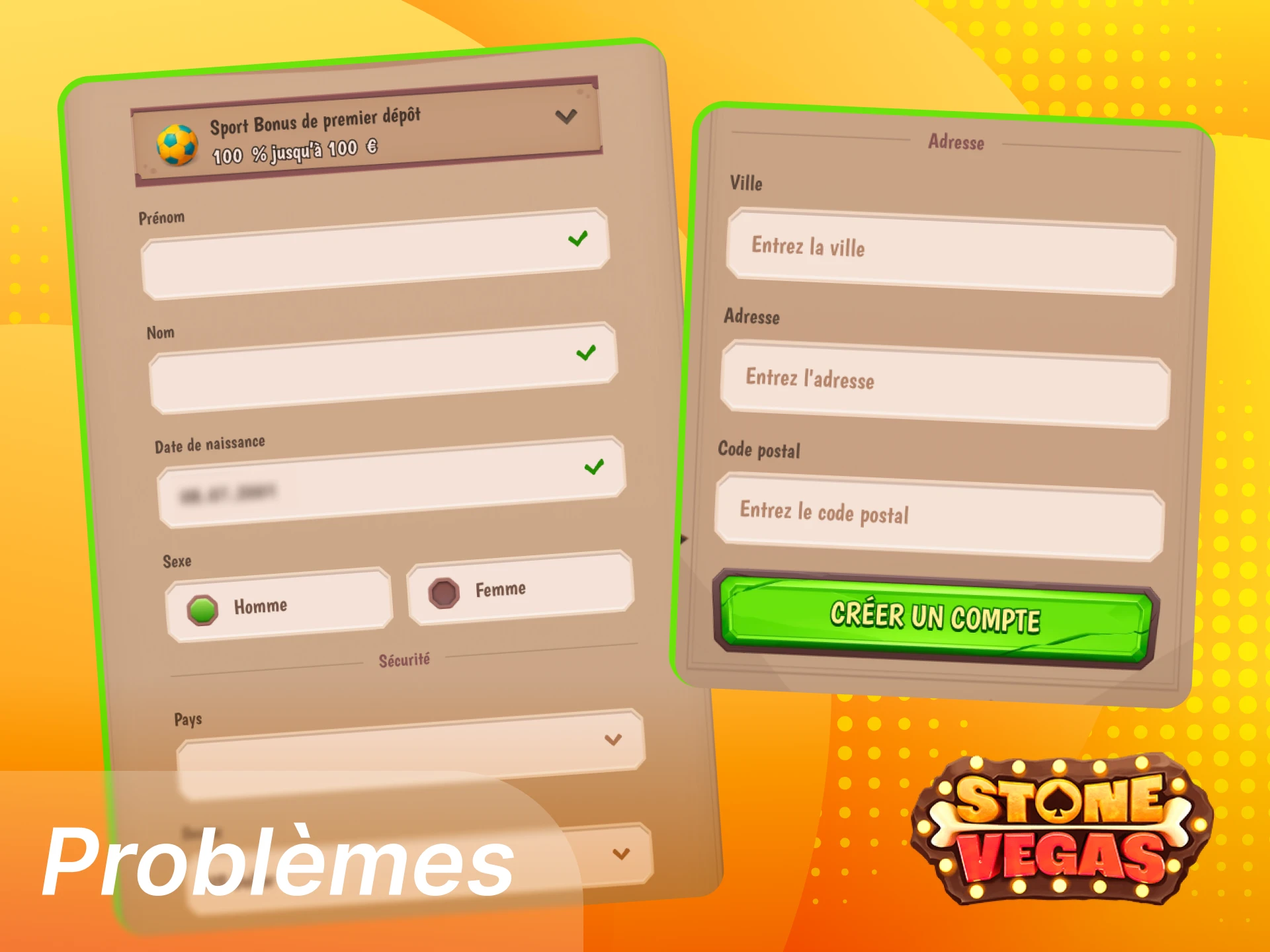 Stonevegas aide à résoudre les problèmes d’inscription, e-mail déjà utilisé, code SMS non reçu, document refusé, adresse non validée, avec assistance et support en ligne.