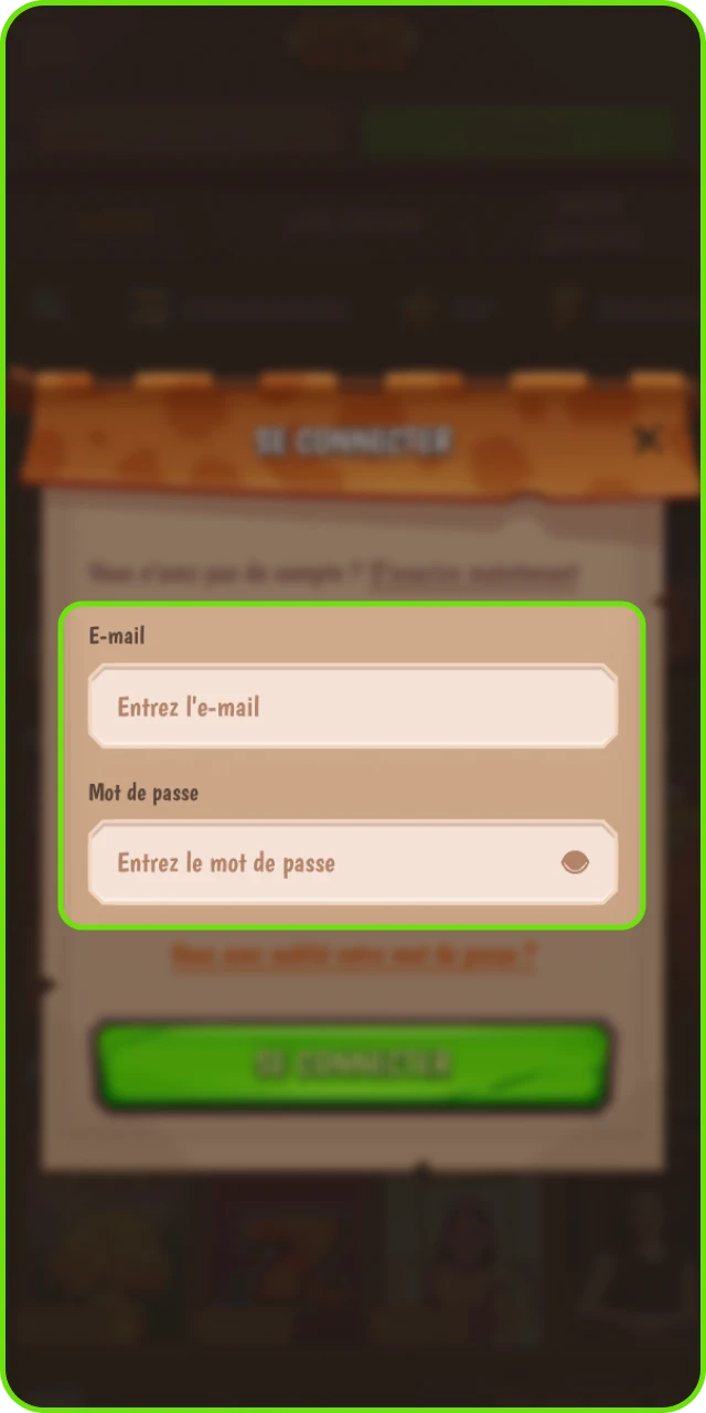 Connexion au compte Stonevegas pour accéder aux jeux.