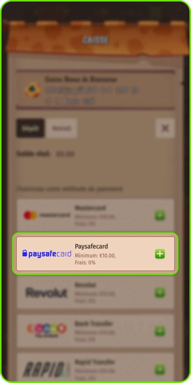 Dépôt sur Stonevegas via carte, e-wallet ou virement.