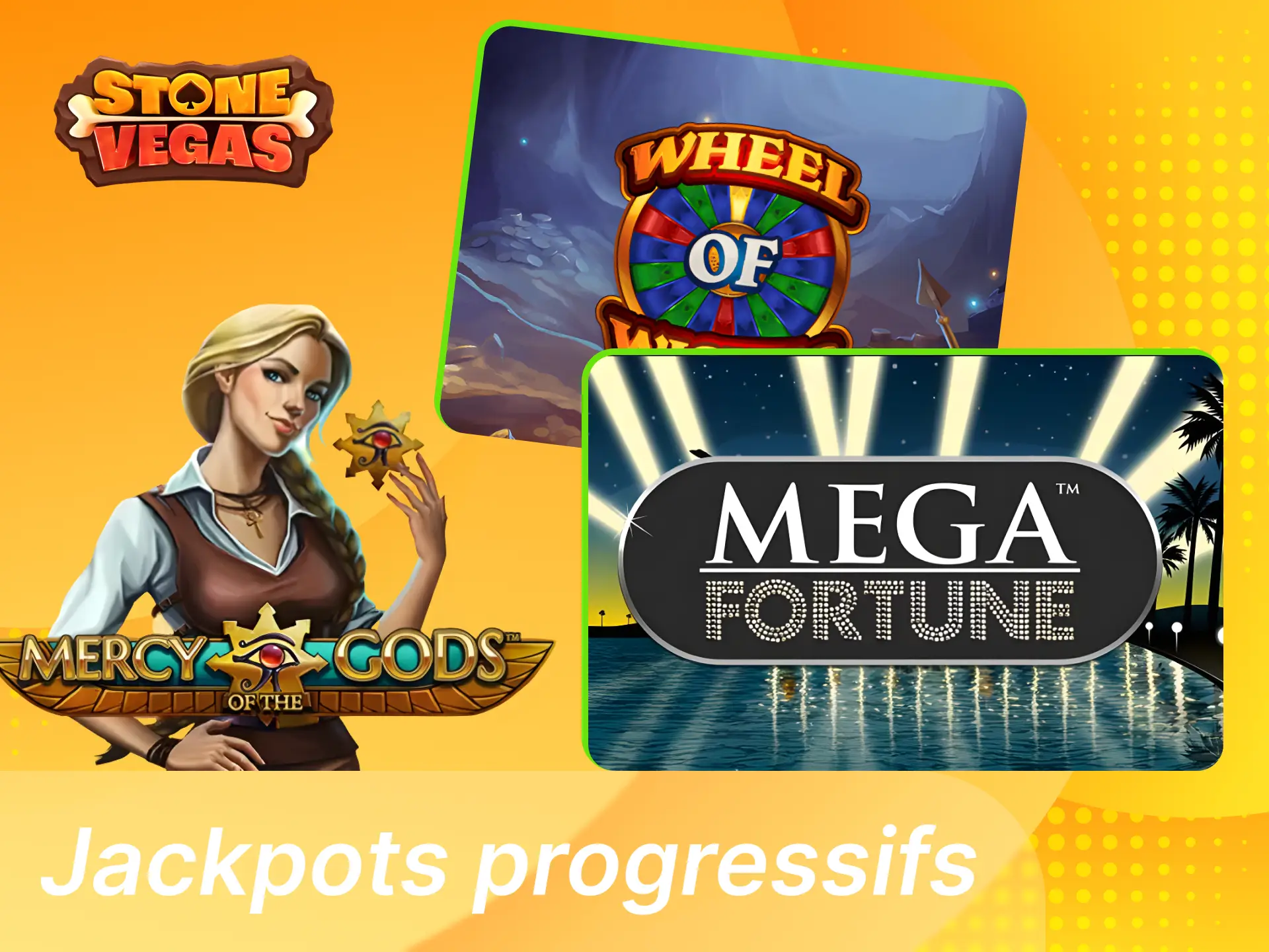 Machines à sous à jackpots progressifs Stonevegas avec cagnottes évolutives et gains majeurs.