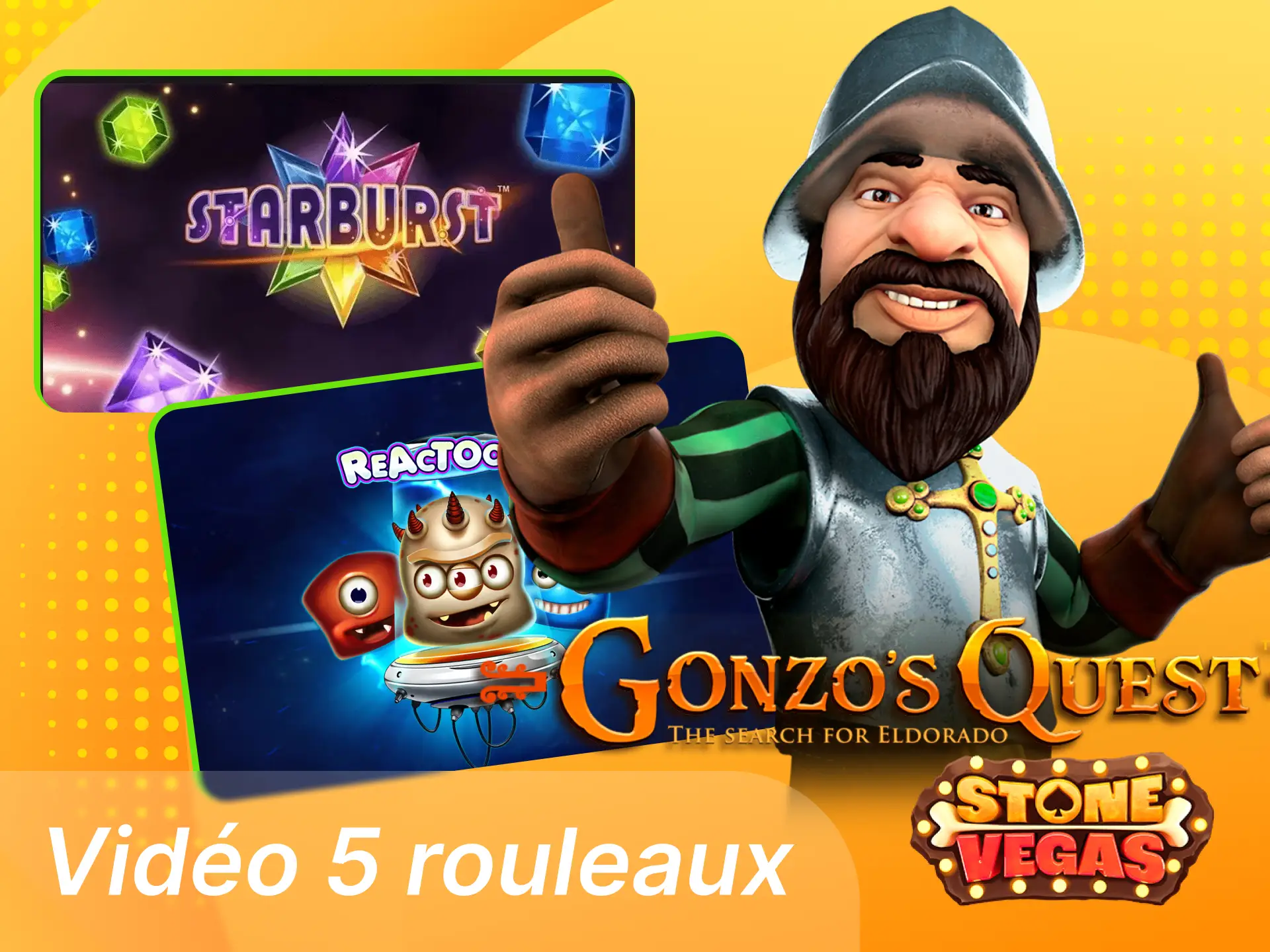 Machines à sous vidéo 5 rouleaux Stonevegas avec graphismes modernes bonus et multiplicateurs.