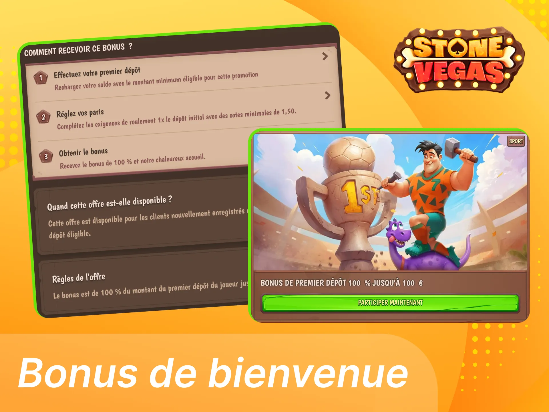 Bonus de bienvenue pour les paris MMA au casino en ligne Stonevegas.