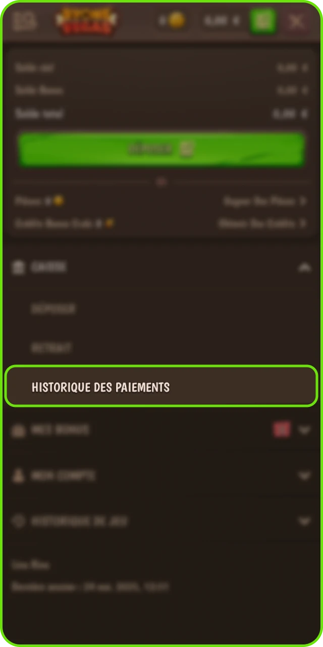 Suivre le statut du retrait dans l’historique et recevoir la notification de paiement sur Stonevegas.
