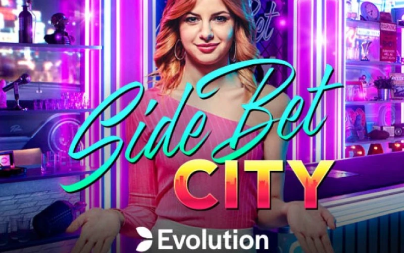 Jeu de style poker Side Bet City au casino en ligne Stonevegas, dans un studio rétro aux néons.