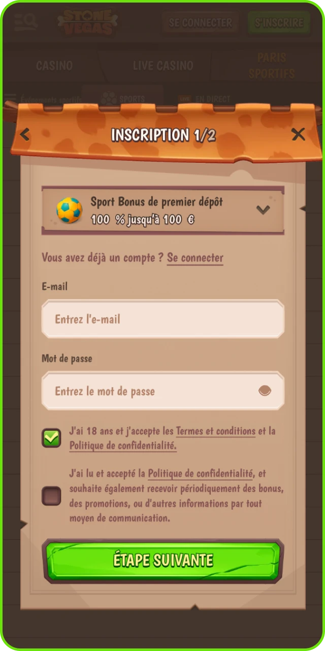 Création de compte et confirmation d’identité pour parier au tennis sur Stonevegas.